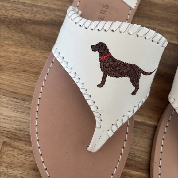 Jack Rogers White sandals size 9.5 White Embroidered Dogs Resort Preppy Beachy - Picture 5 of 14